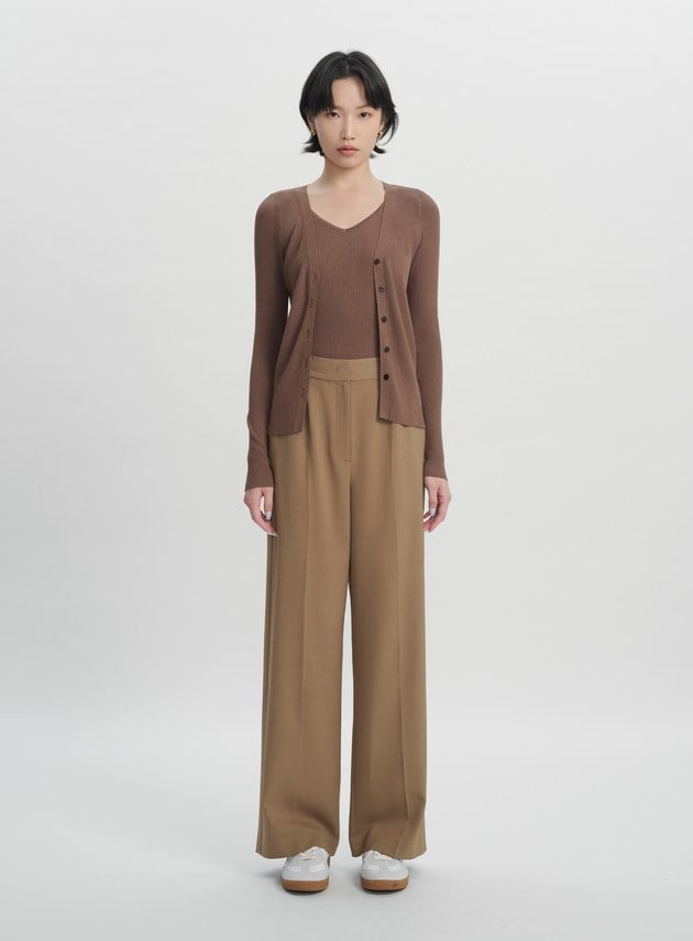 清涼羅紋 V 領開襟針織罩衫