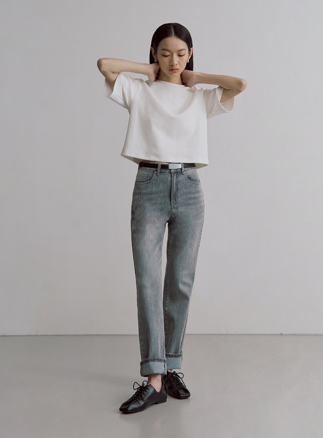 個性水洗修身牛仔褲