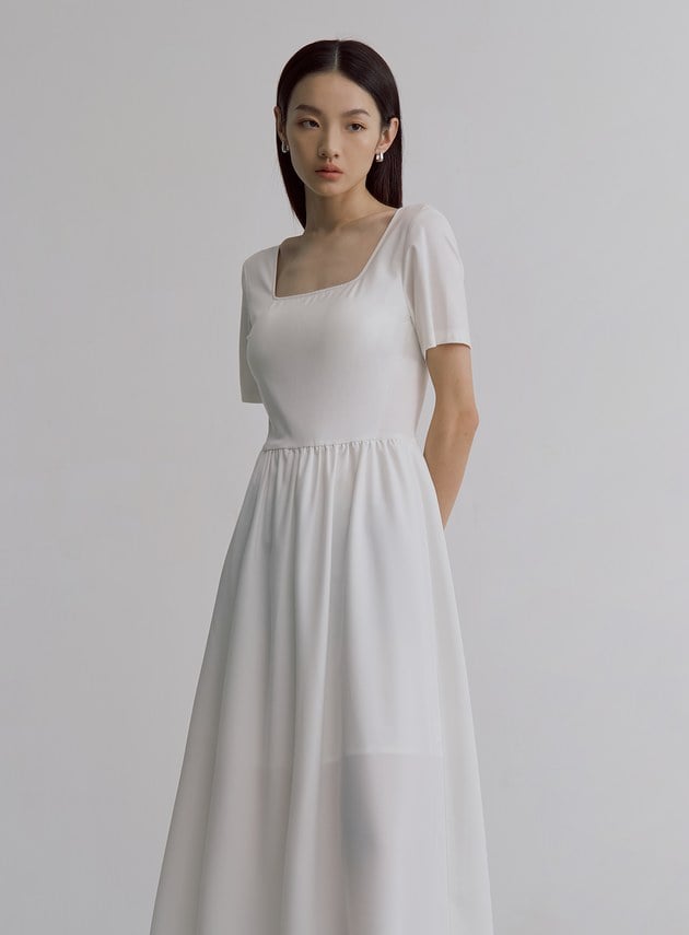 氣質交叉美背方領BRA洋裝