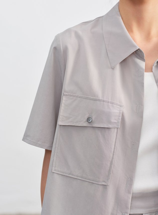 工裝涼感天絲襯衫