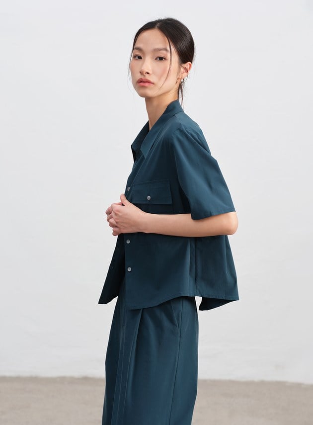 工裝涼感天絲襯衫