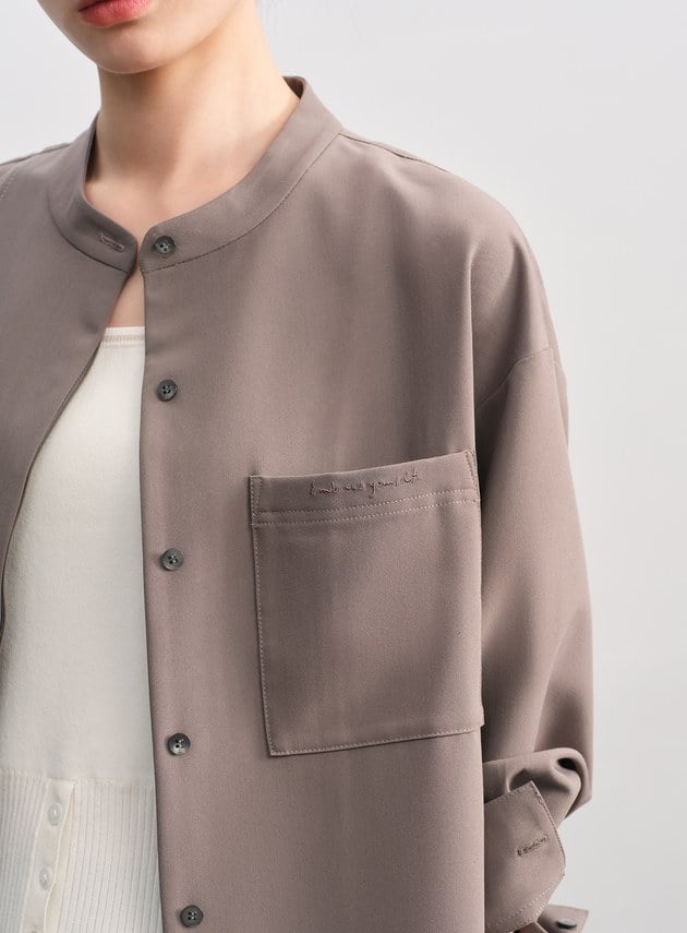 復古寬版刺繡襯衫