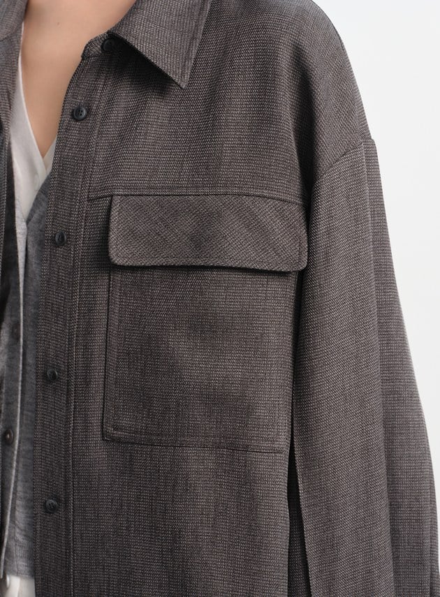 花紗提織工裝襯衫