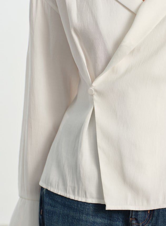 法式大翻領收腰襯衫