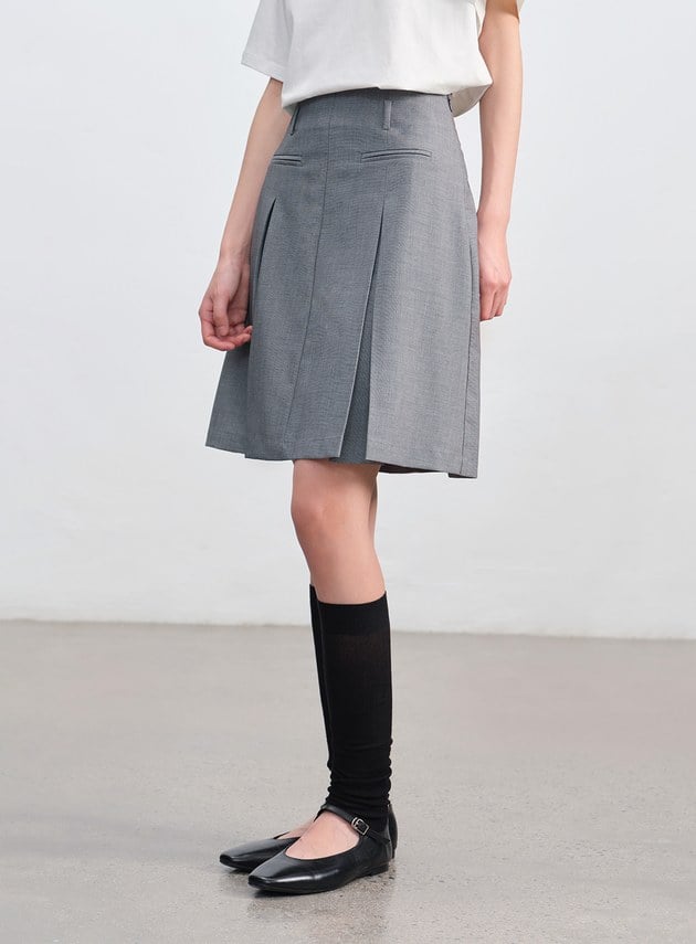 羊毛修身Ａ字裙