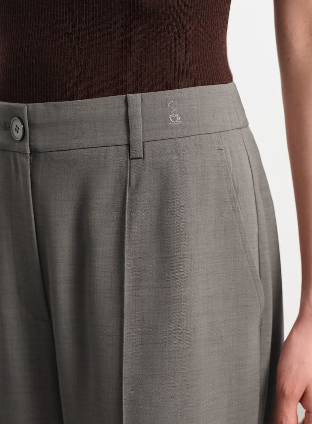 經典麂皮拼接九分褲