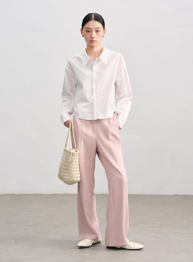 率性無腰頭直筒褲