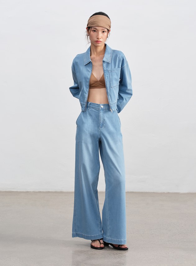 清新涼感天絲牛仔褲