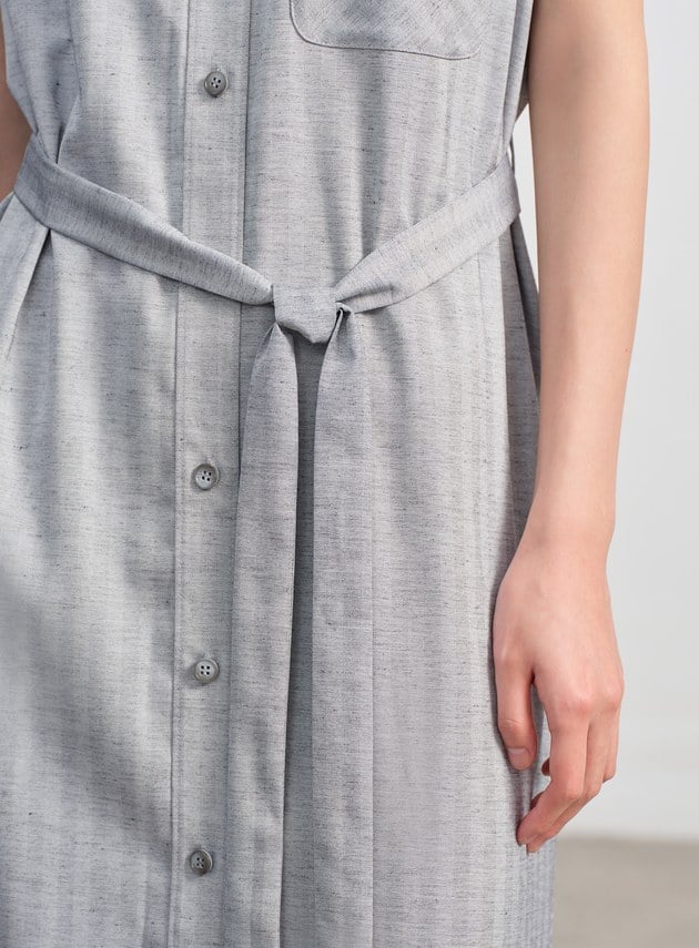 條紋亞麻襯衫洋裝