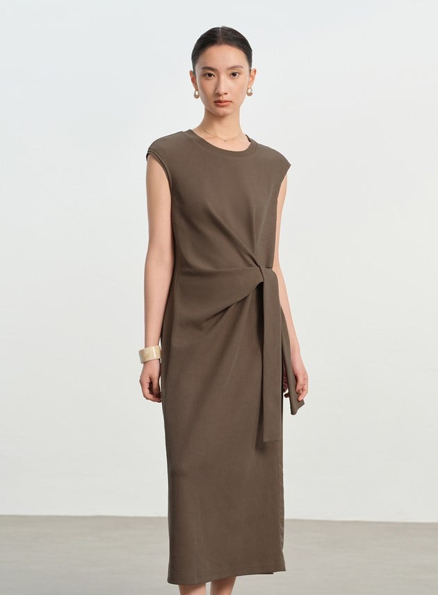 垂墜感綁帶連身裙