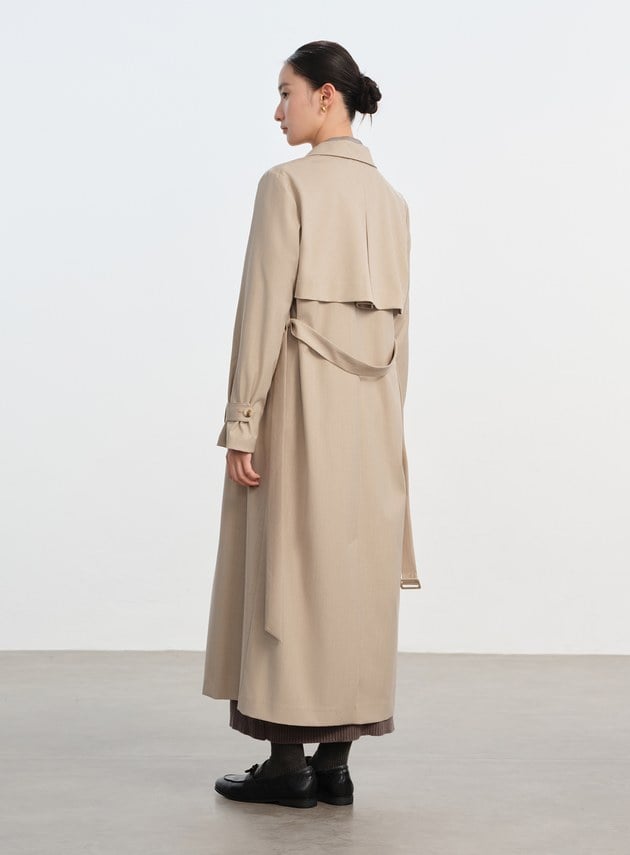 俐落長版風衣式洋裝