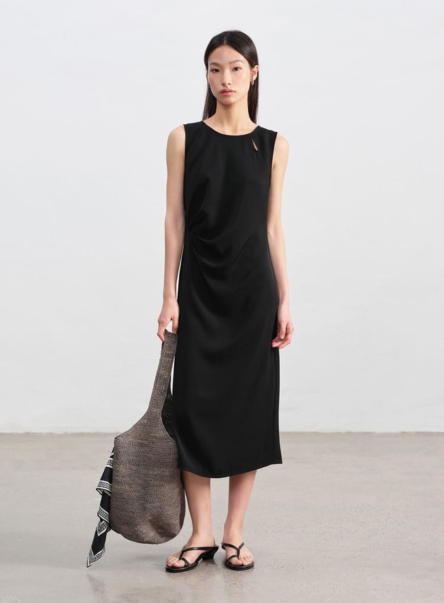 經典抓褶收腰洋裝