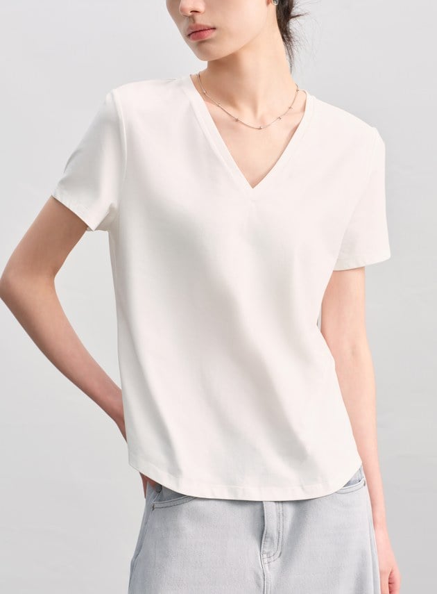 涼感印花V領T-Shirt