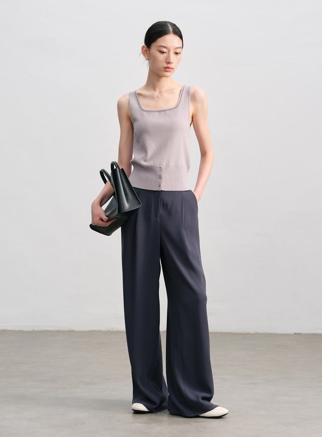 簡約半開襟針織背心