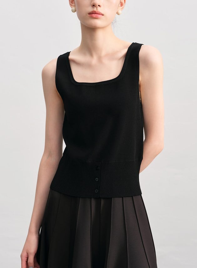 簡約半開襟針織背心