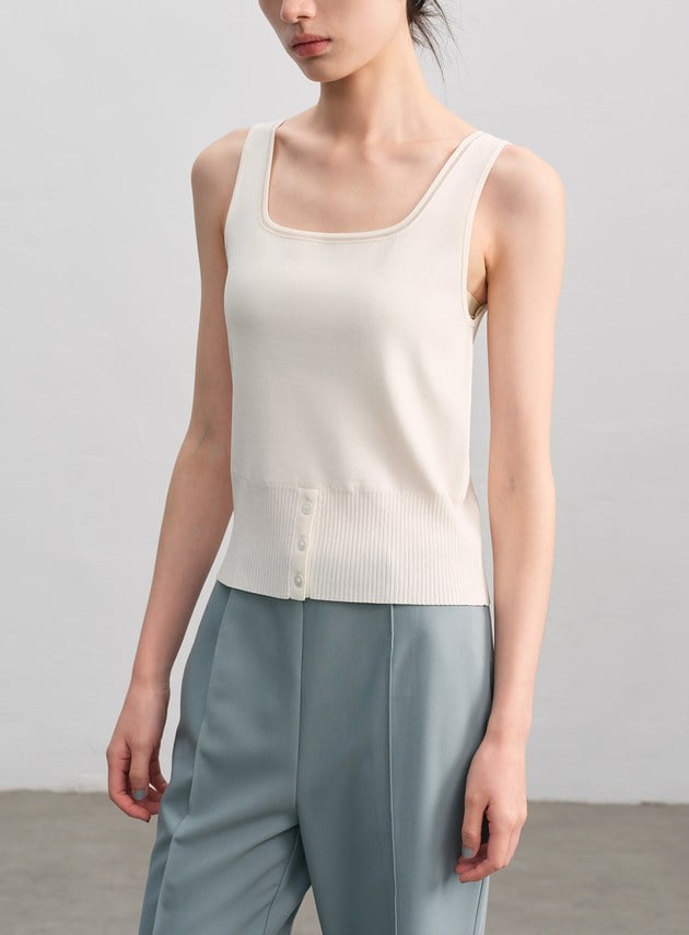 簡約半開襟針織背心