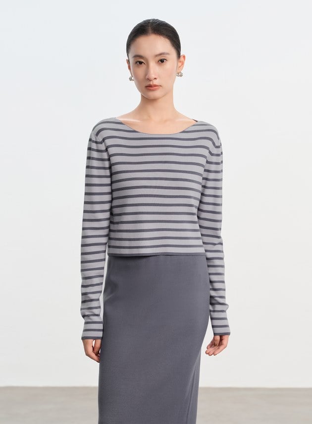 簡約條紋針織上衣