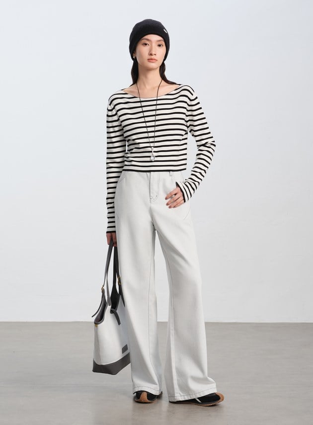 簡約條紋針織上衣