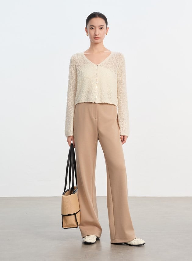 肌理感羊毛開襟針織衫