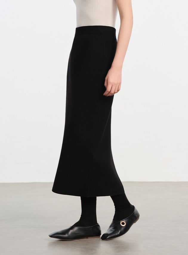 簡約後開衩針織半裙