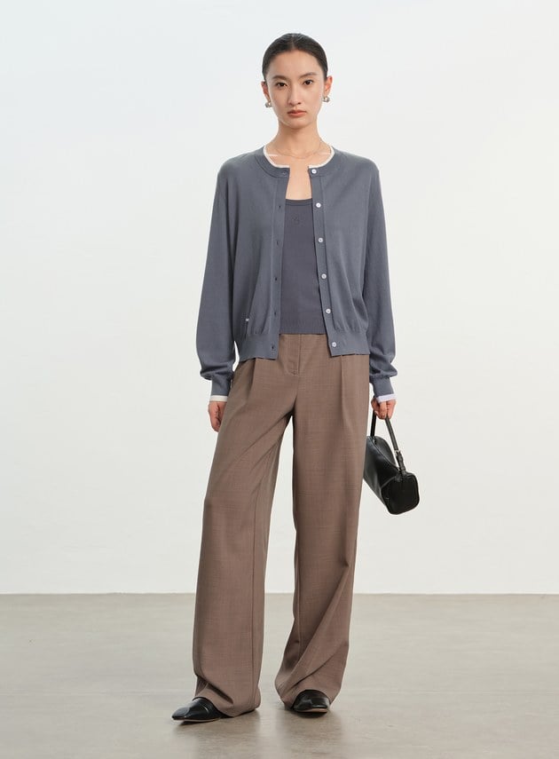 撞色圓領針織衫