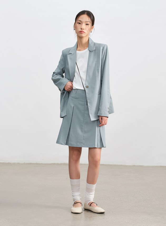 羊毛不對稱西裝外套