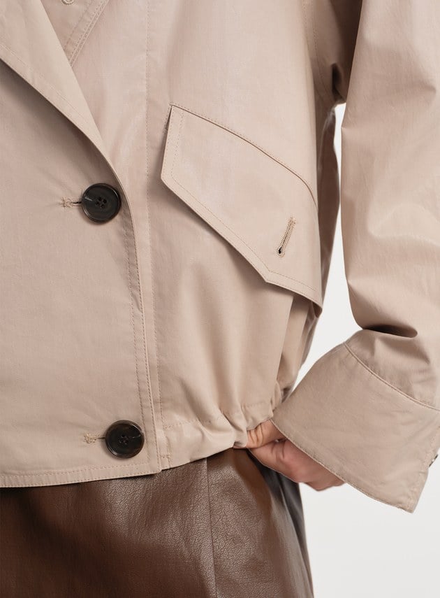 亮面燙膜雙門襟短版風衣