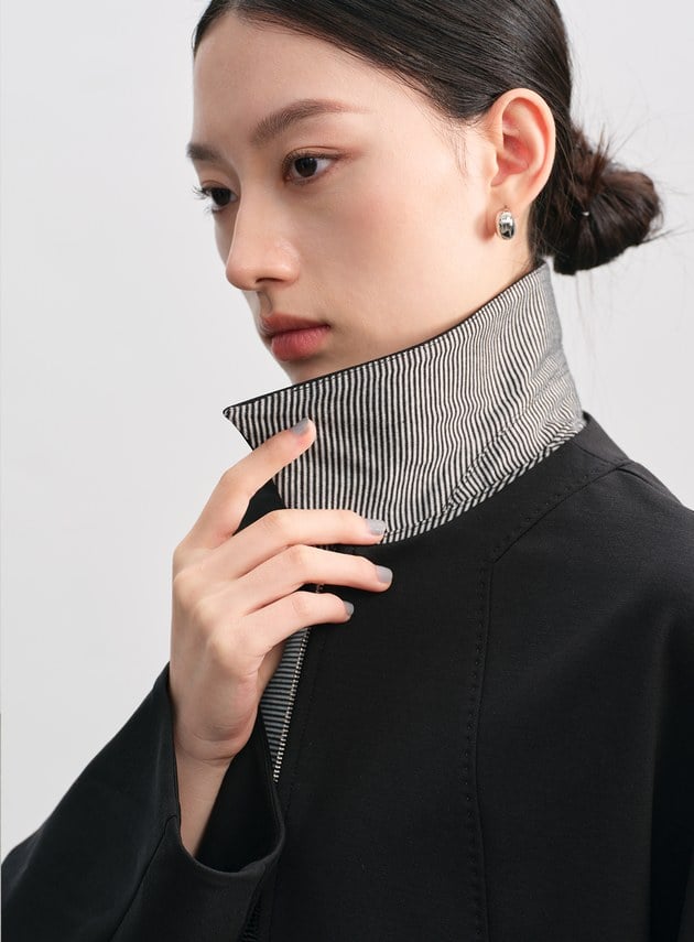 簡約可拆領針織外套