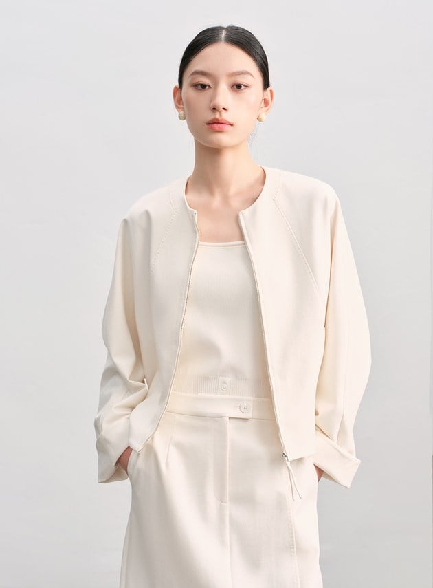 簡約可拆領針織外套