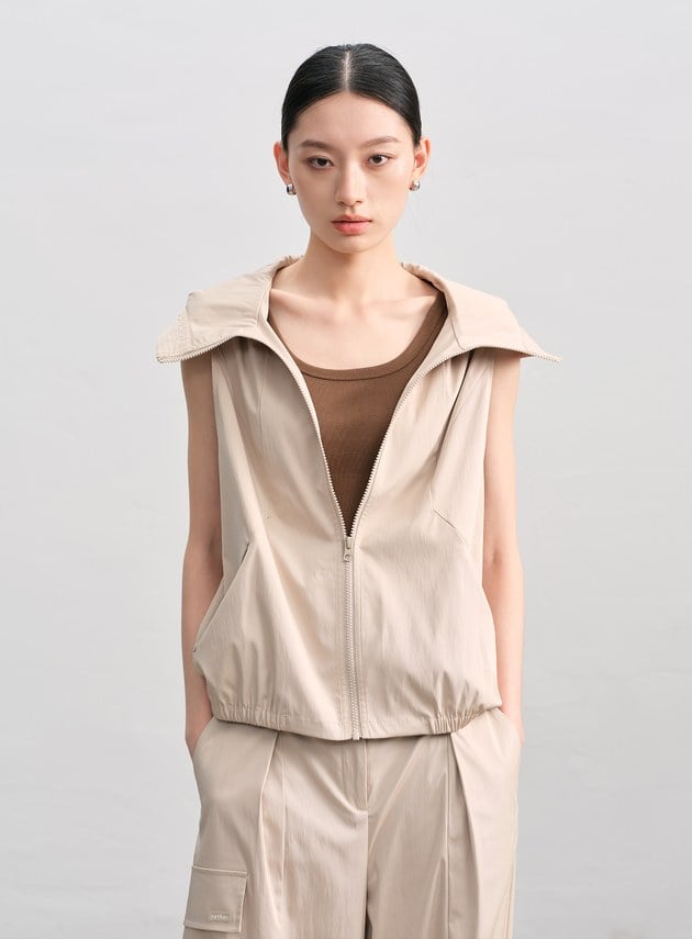 休閒感雙色連帽背心