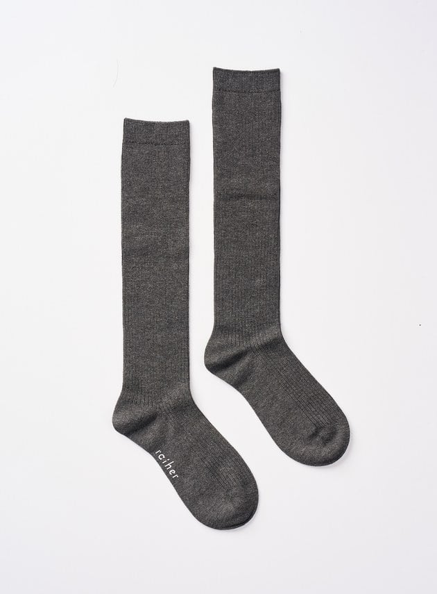 仿羊毛羅紋中筒襪