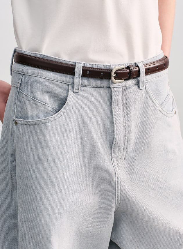 率性金屬圓框皮帶