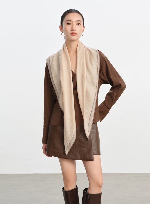 純羊毛薄款方巾