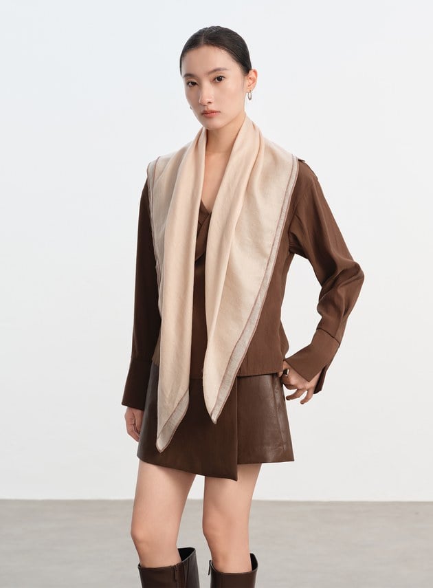 純羊毛薄款方巾