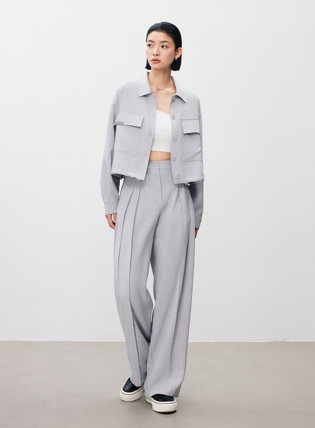 率性短版落肩工裝襯衫