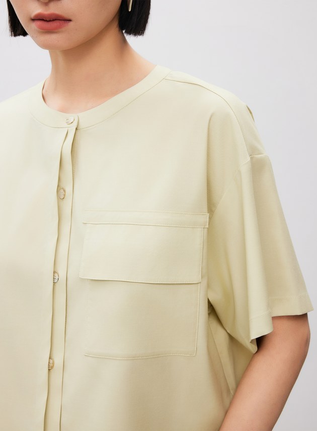 圓領鏤空短袖襯衫