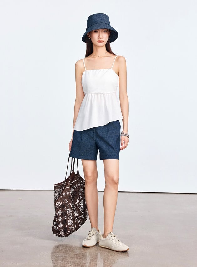 雲感天絲不對稱剪裁 Bra Top