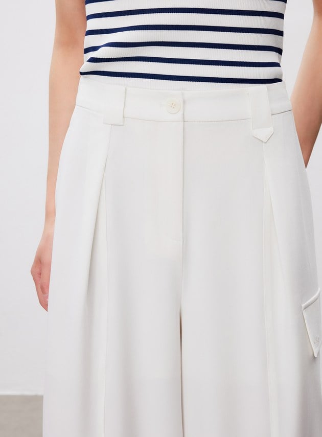 涼感輕量工裝闊腿褲