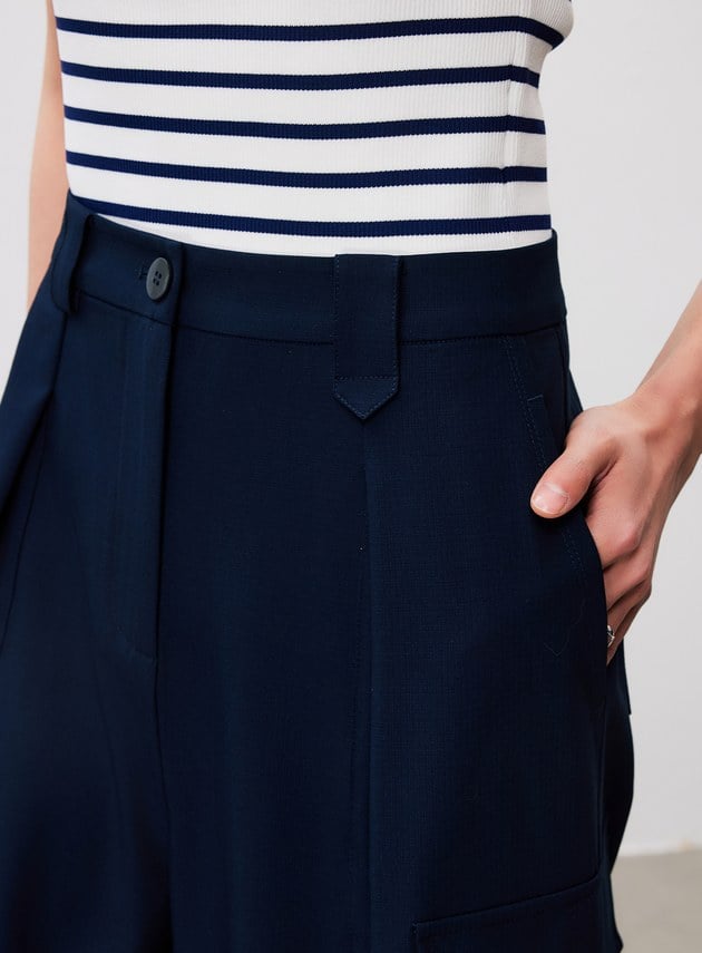 涼感輕量工裝闊腿褲