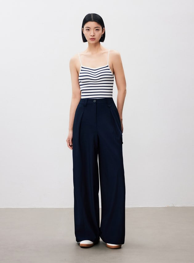 涼感輕量工裝闊腿褲