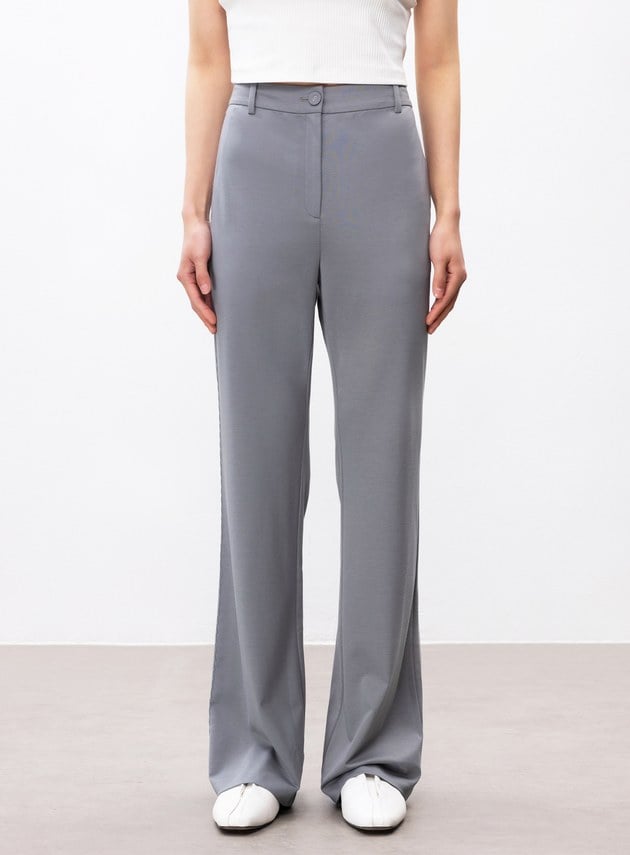 涼感天絲彈性喇叭西裝褲