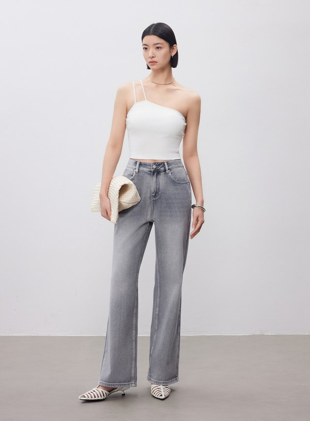 經典刷色直筒牛仔褲