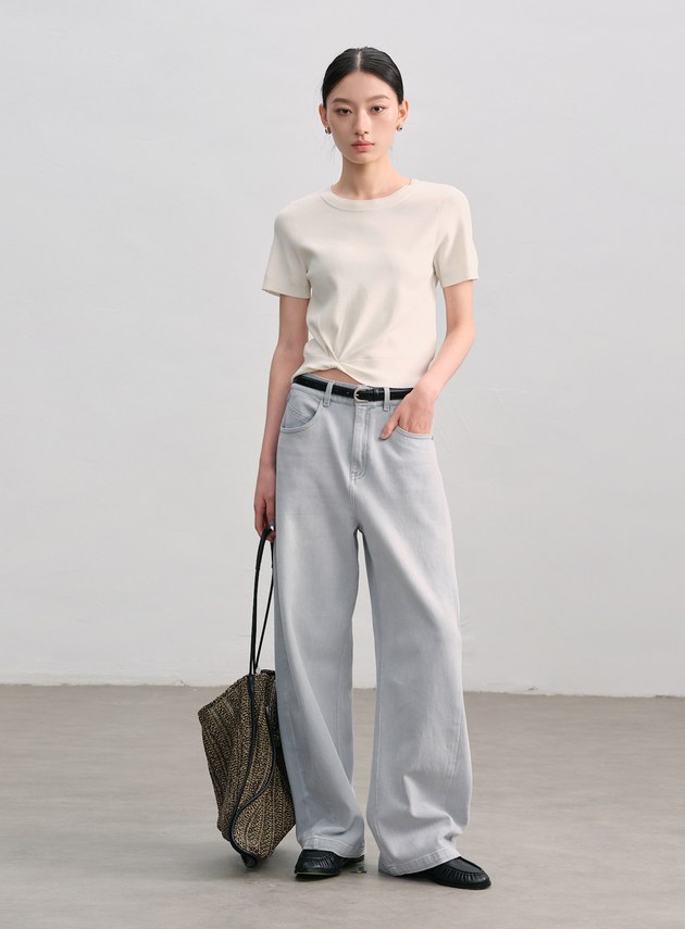 復古時髦牛仔彎刀褲