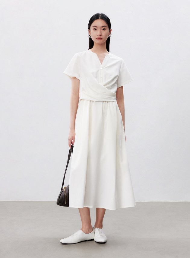 不對稱扭結收腰洋裝