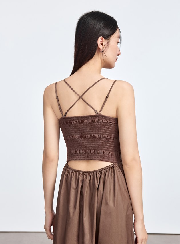 美背傘狀細肩帶洋裝