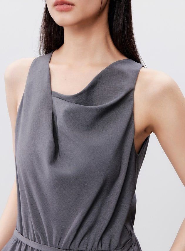 垂墜感收腰連身褲