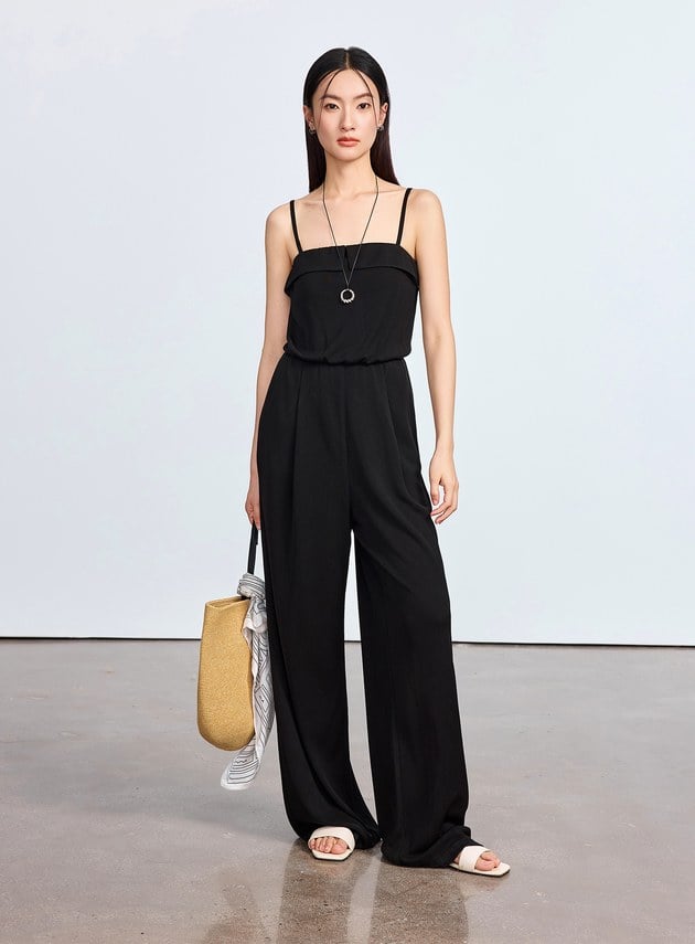 美背鏤空醋酸連身褲