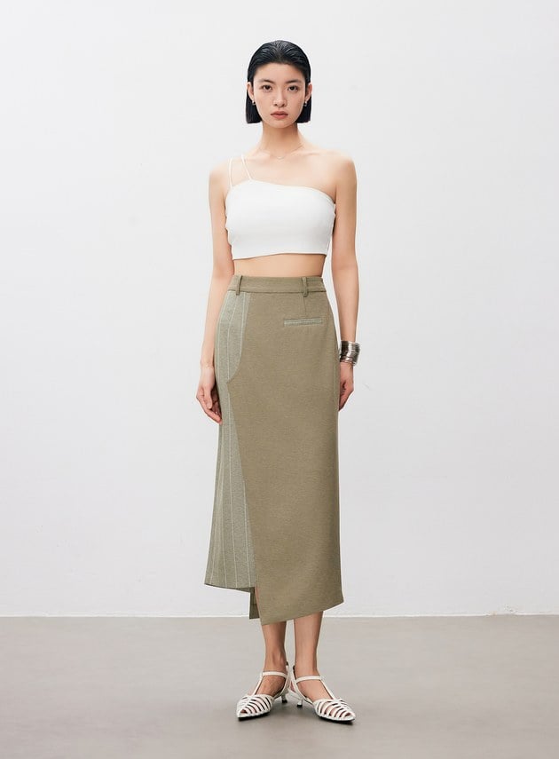 短版單肩帶彈性內搭Bra Top