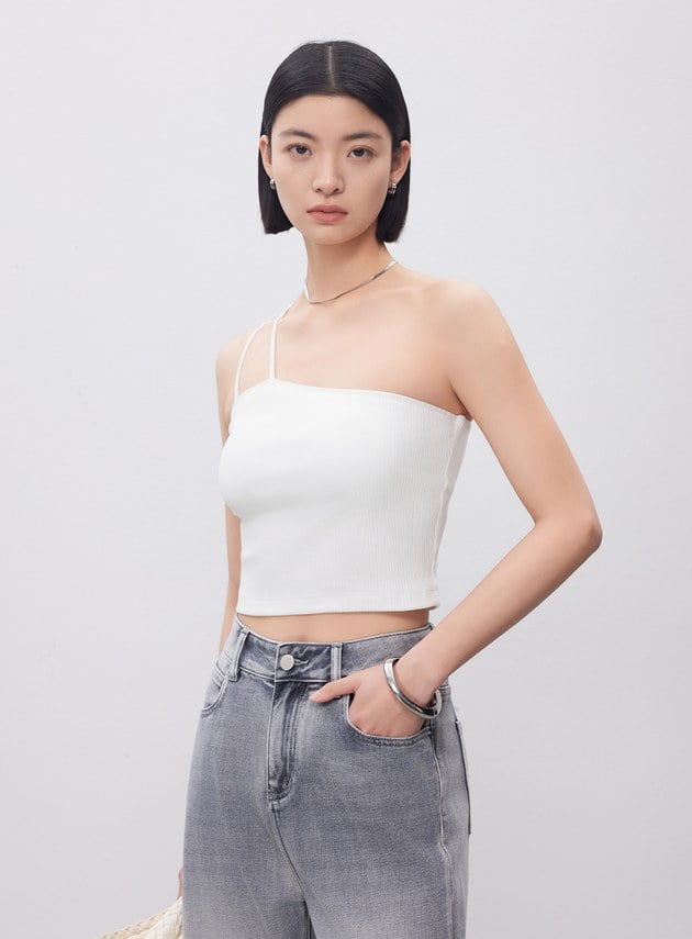 單肩帶彈性內搭Bra Top