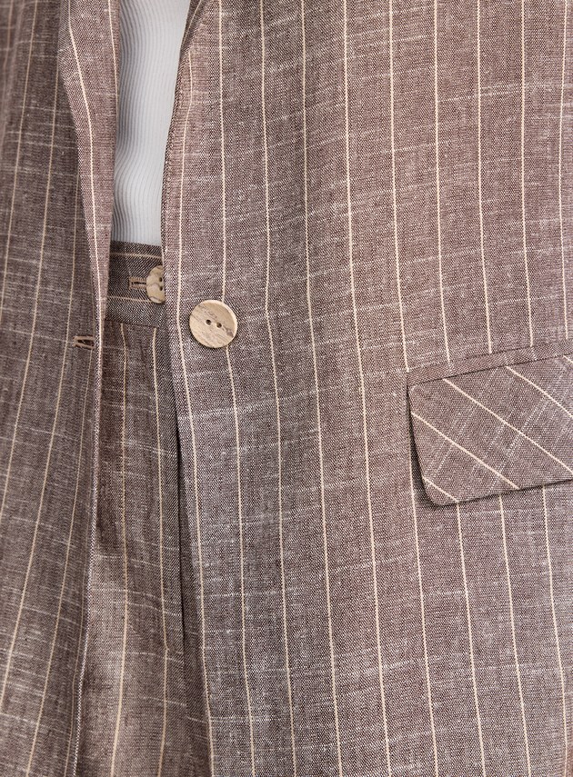 亞麻條紋西裝外套